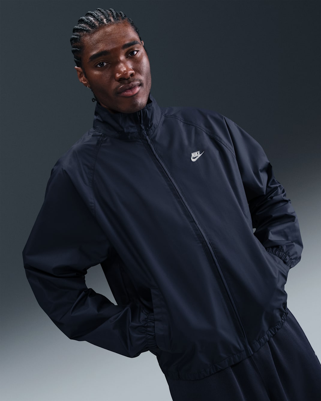 Chamarra Roscoe de cierre completo para hombre Nike Sportswear Club - Obsidiana/Blanco