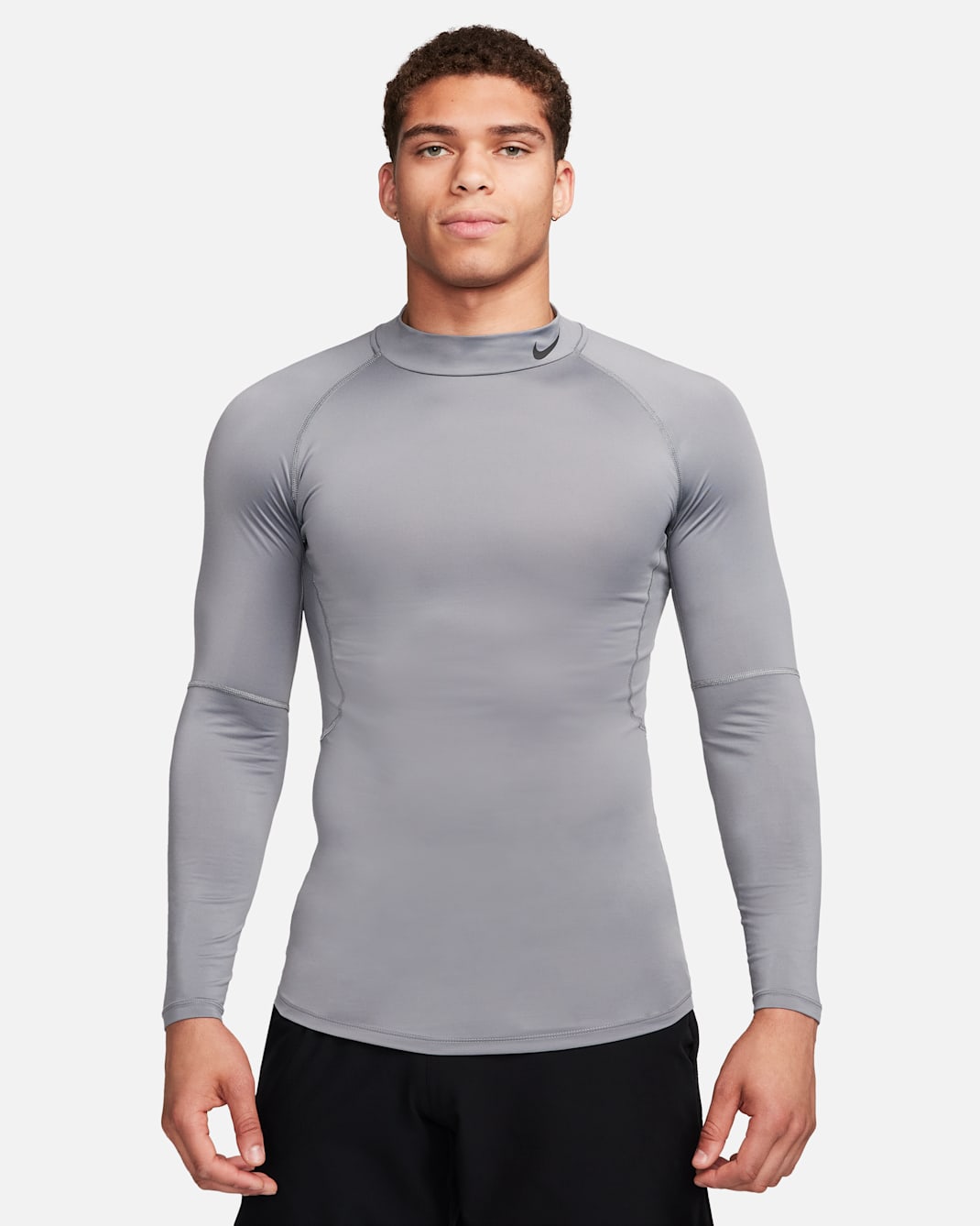 Nike Pro Men's Dri-FIT Fitness Mock-Neck Long-Sleeve Top - Smoke Grey/Black