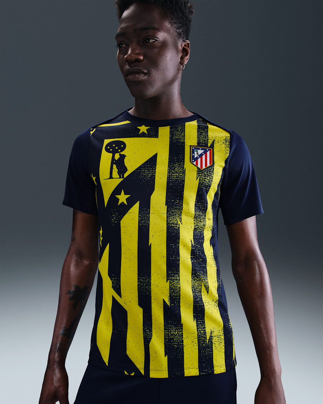 Atlético Madrid Academy Pro Away Men's Nike Dri-FIT Football Pre-Match Short-Sleeve Top - Binary Blue/Vibrant Yellow