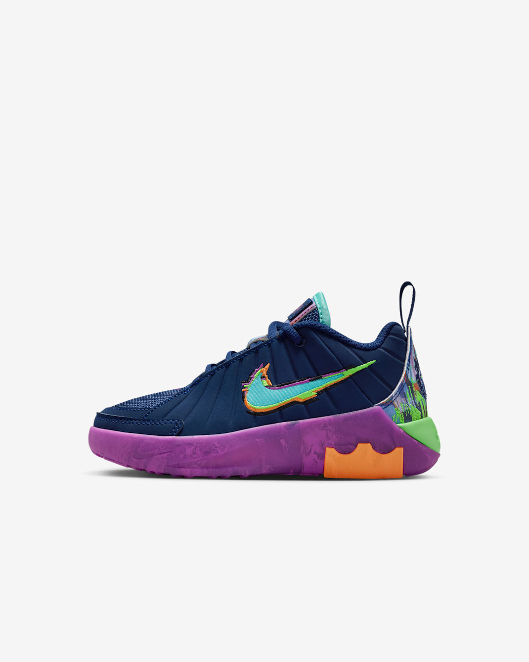 LeBron Witness 9 Little Kids' Basketball Shoes - Blue Void/Vivid Purple/Green Strike/Bleached Turquoise