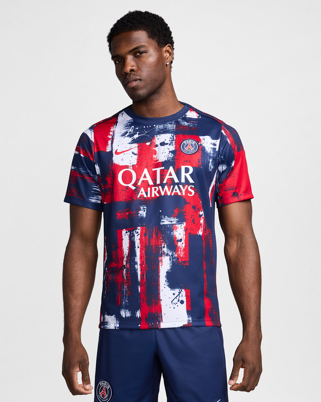 Paris Saint-Germain Academy Pro 主場男款 Nike Dri-FIT 足球預賽短袖上衣 - Midnight Navy/University Red/白色/University Red