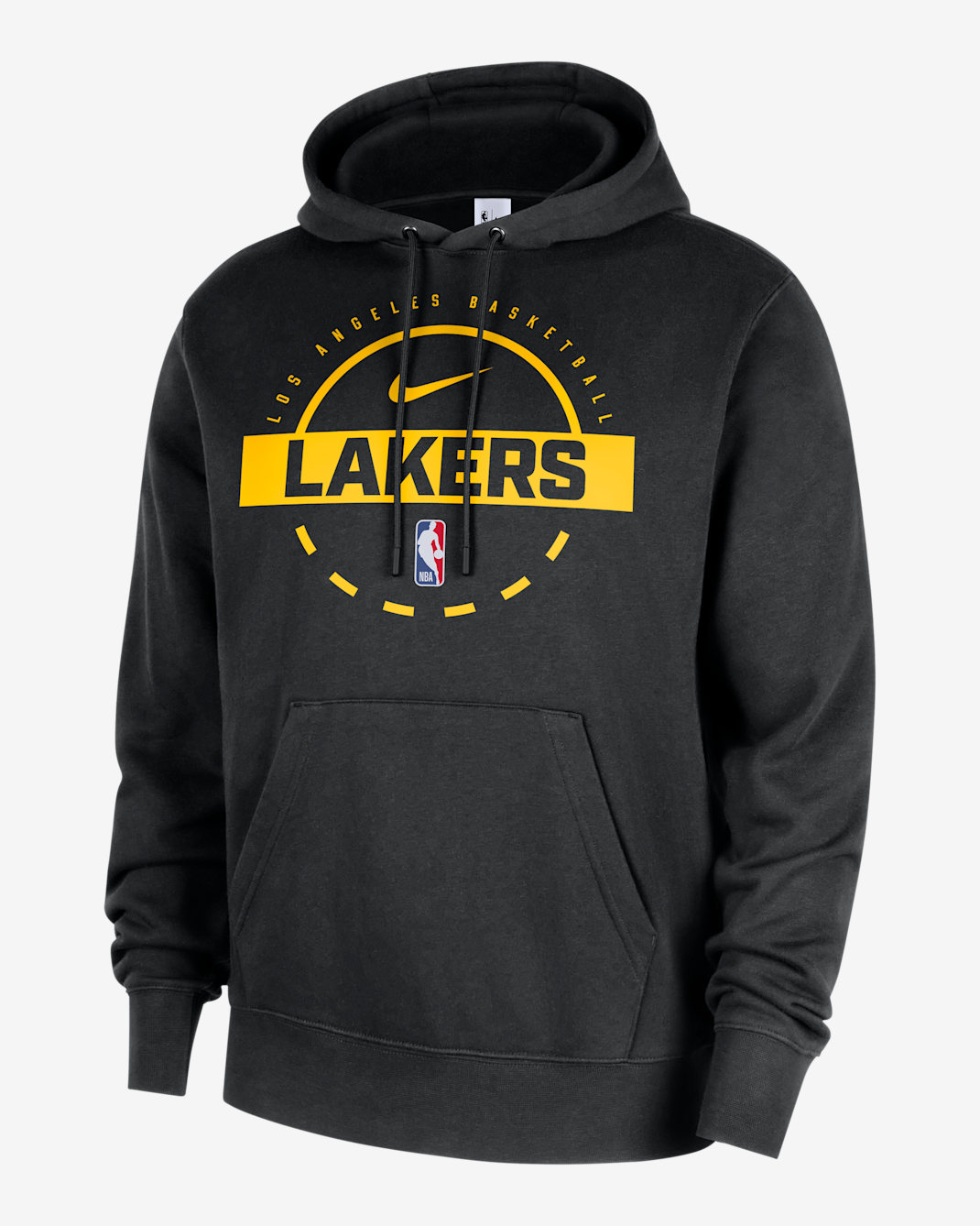 Los Angeles Lakers Club Men's Nike NBA Practice Pullover Hoodie - Black/Amarillo