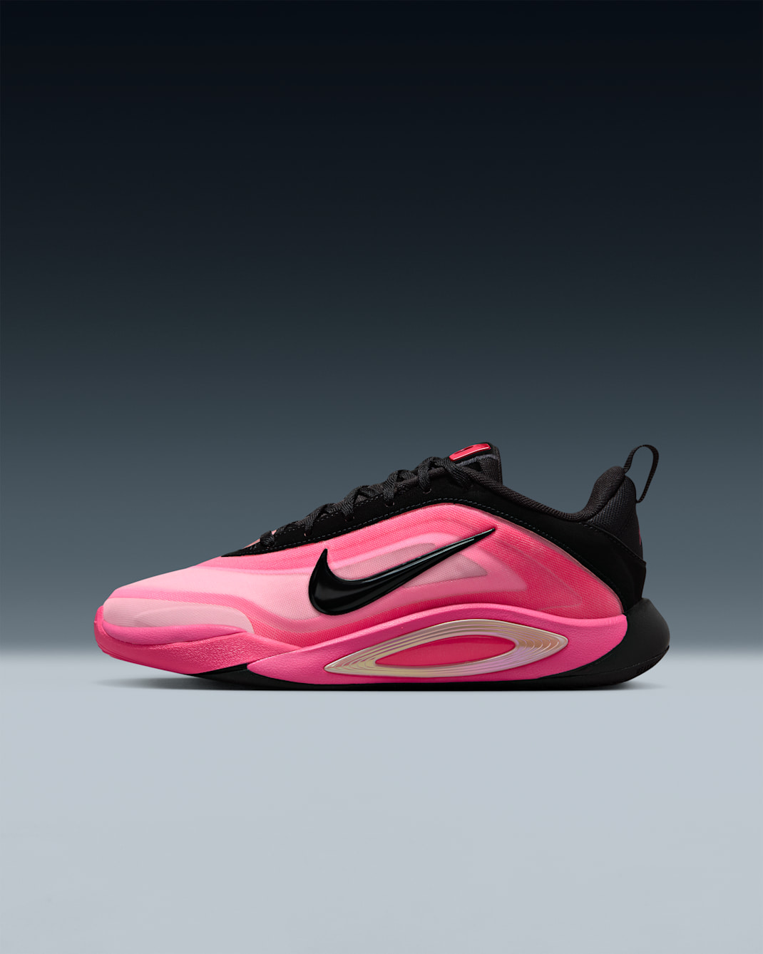 Tenis de básquetbol A'ja Wilson para niños talla grande A'One "Leo Lights" - Negro/Rosa láser/Rosa/Hiperrosa