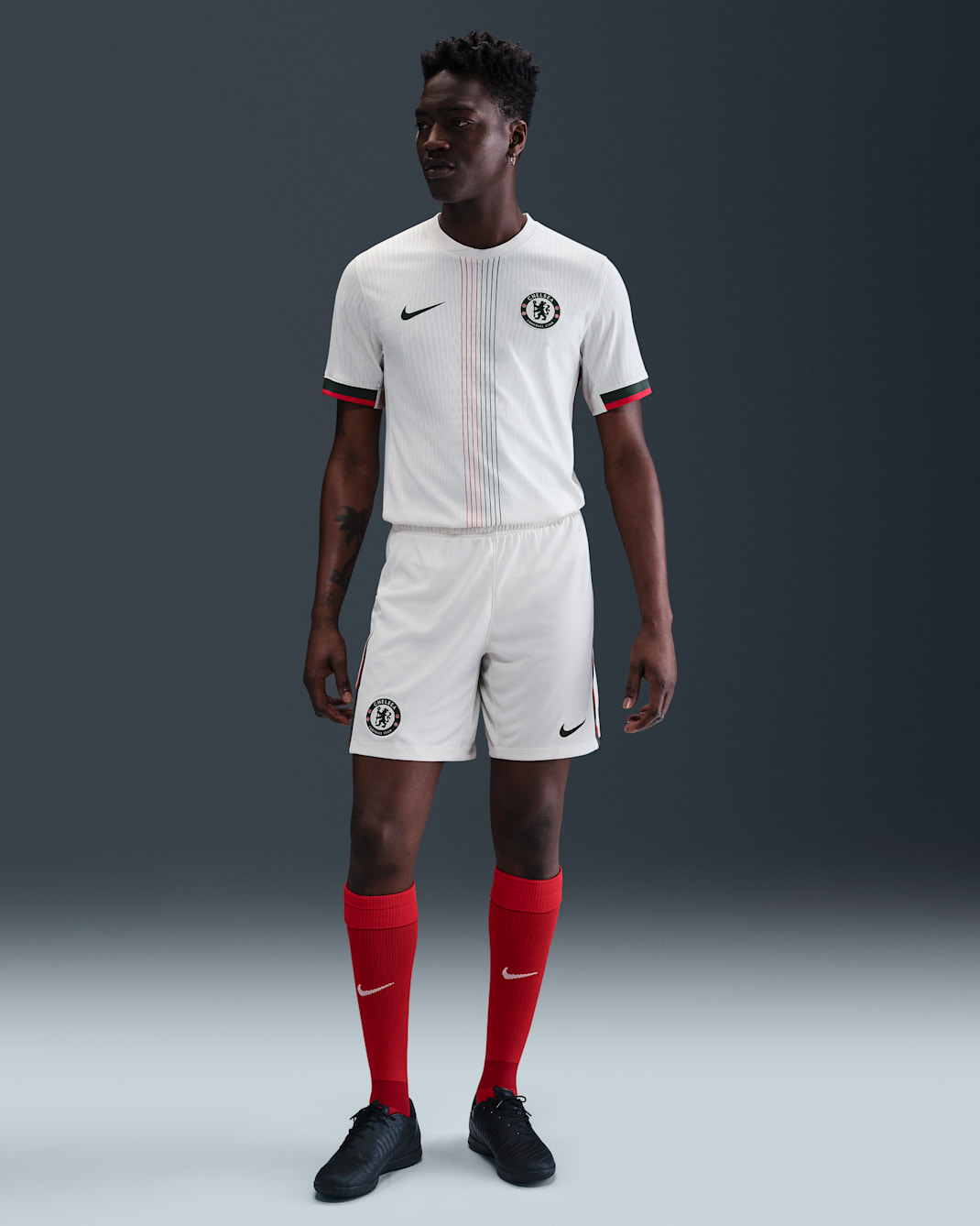 Chelsea F.C. 2025/26 Stadium Away Men's Nike Dri-FIT Football Replica Shorts - Phantom/Speed Red/Galactic Jade/Galactic Jade