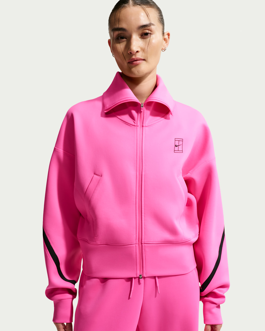 Nike Advantage Women's Dri-FIT Full-Zip Tennis Jacket - Laser Fuchsia/Black