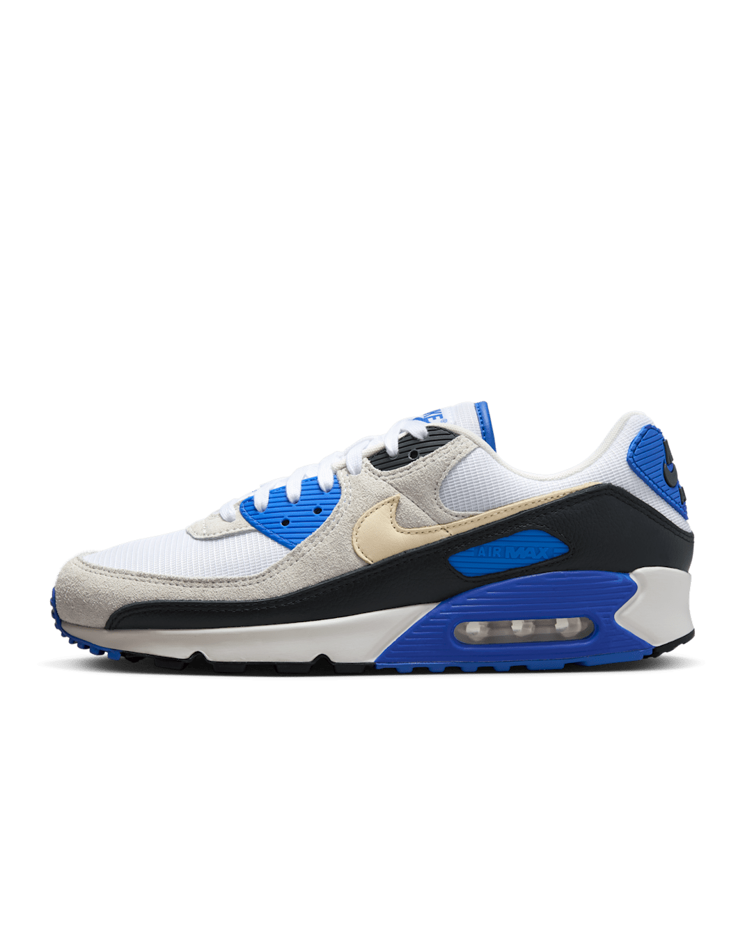 Nike Air Max 90 Premium Men's Shoes - White/Racer Blue/Black/Khaki
