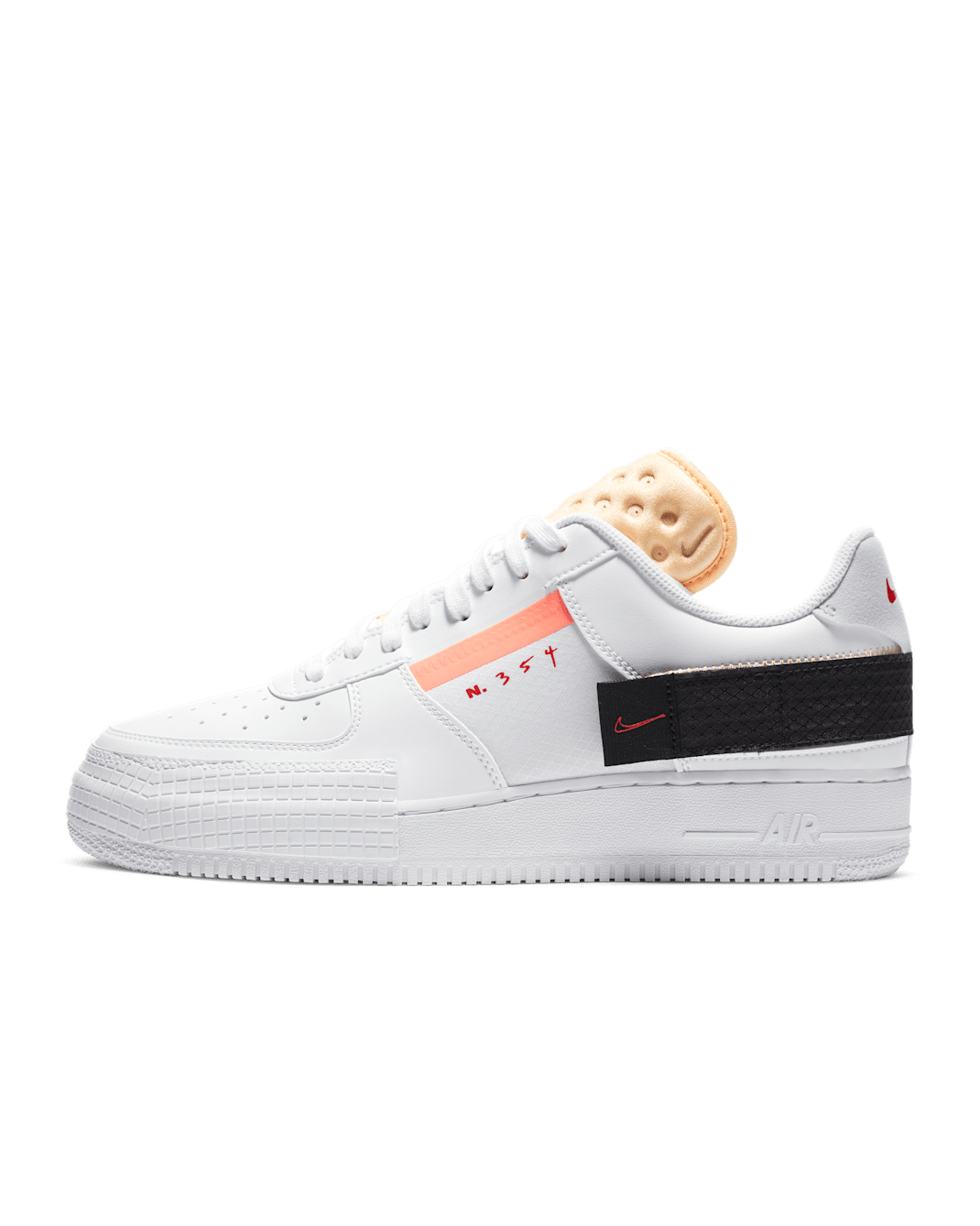 Nike AF1-Type Men's Shoe - White/Black/Melon Tint/Habanero Red