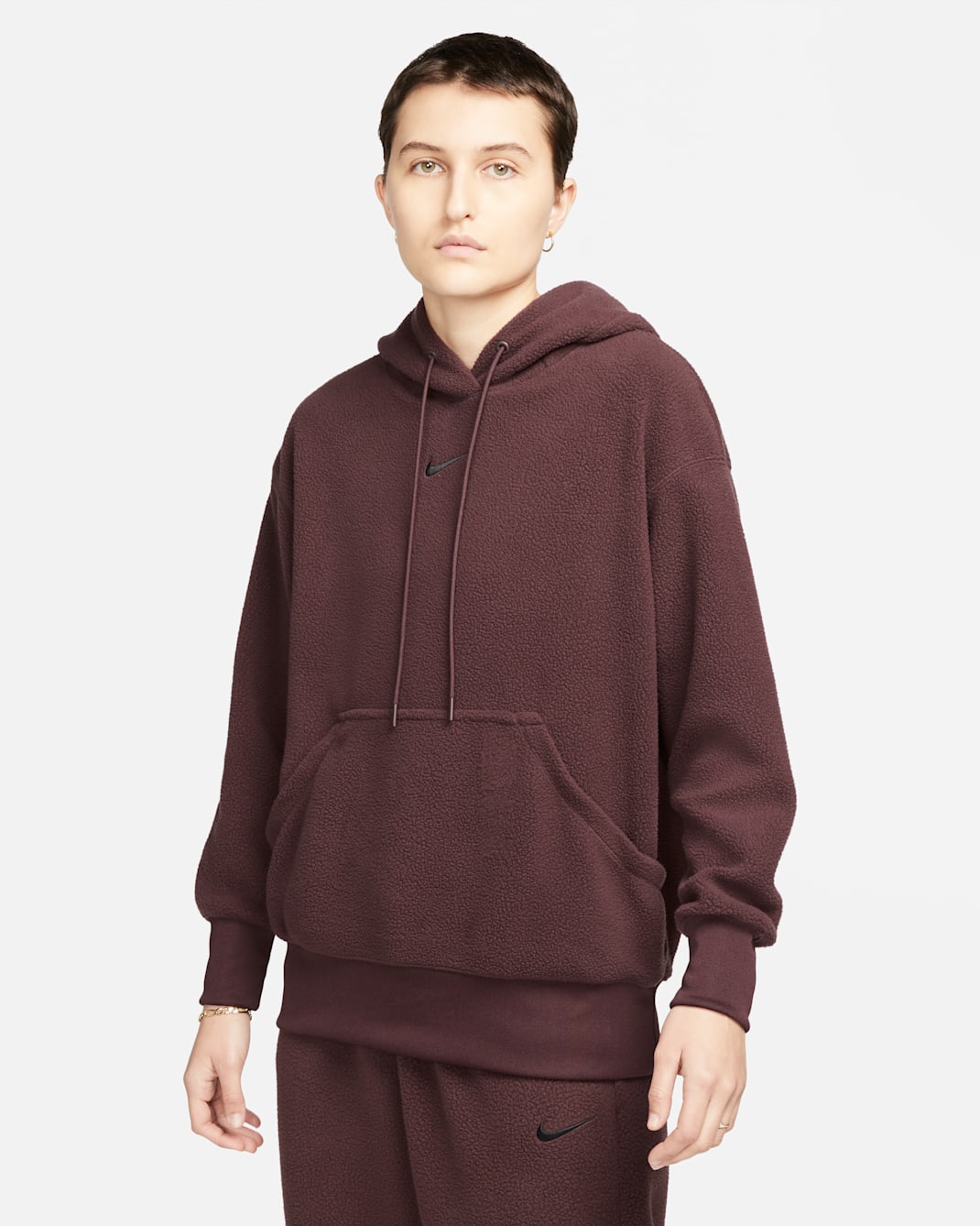 Sudadera con gorro sin cierre oversized para mujer Nike Sportswear Plush - Burdeos enérgico/Negro