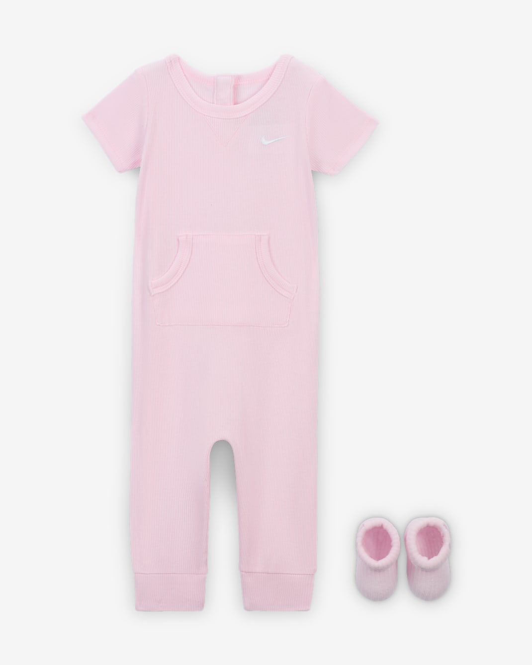 ナイキ ベビー リブ ニット ロンパー アンド ソックス セット - ピンクフォーム