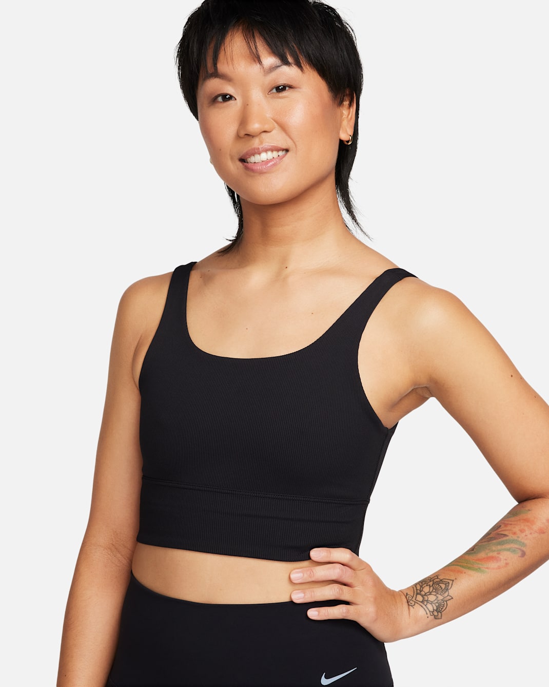 Nike Zenvy Rib Women's Light-Support Non-Padded Longline Sports Bra - Black/Black