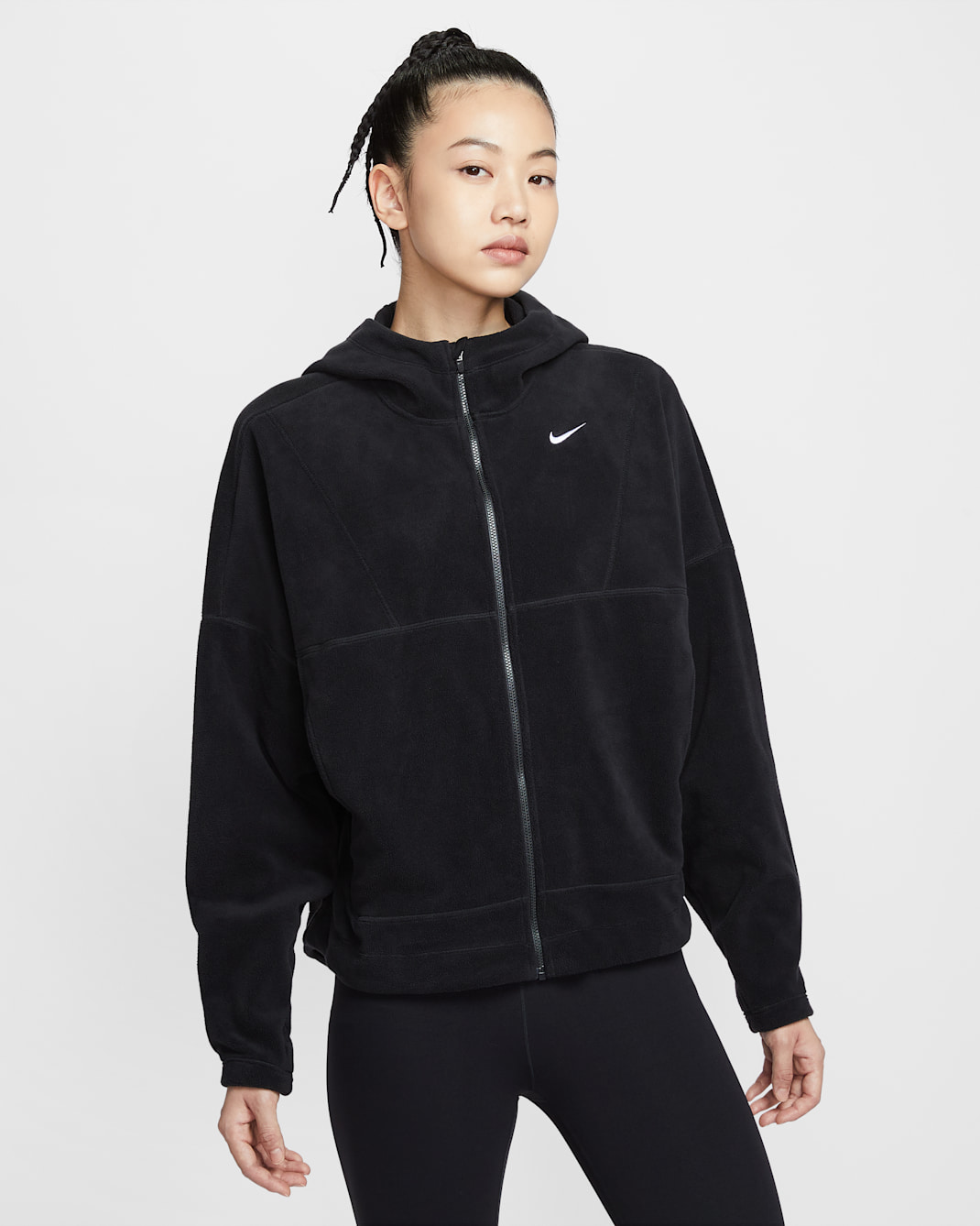 Nike One Women's Therma-FIT Full-Zip Top - Black/White