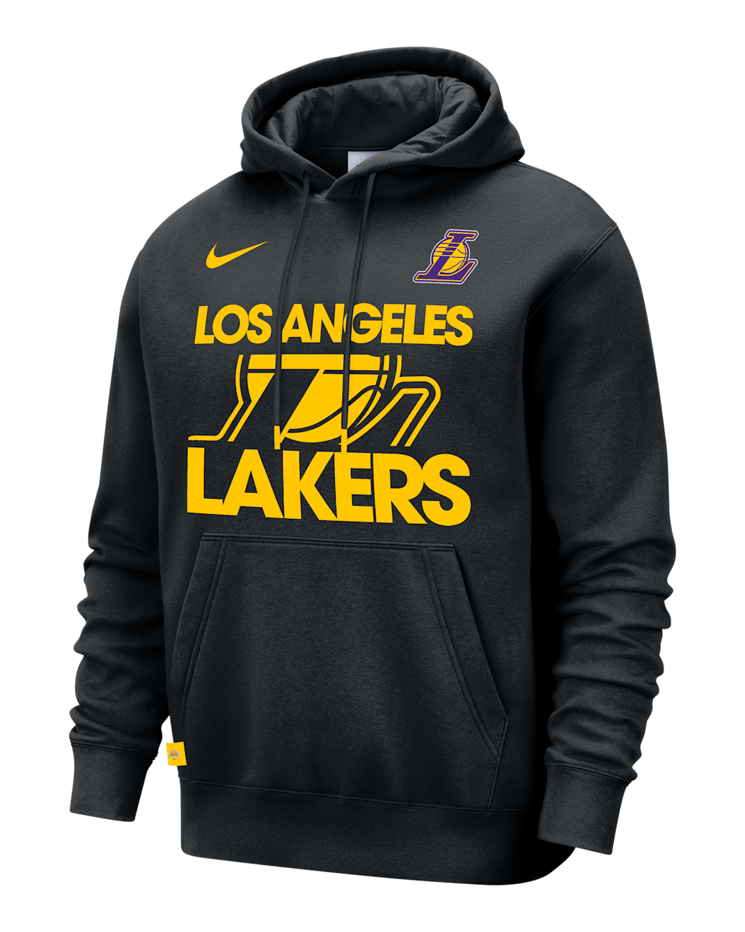 Los Angeles Lakers Club Courtside Men's Nike NBA Pullover Hoodie - Black/Amarillo