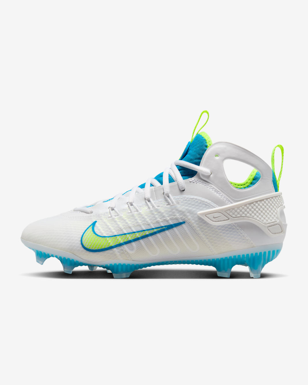 Tacos de lacrosse Nike Huarache 9 Elite Mid LAX SE - Blanco/Azul vivo/Volt