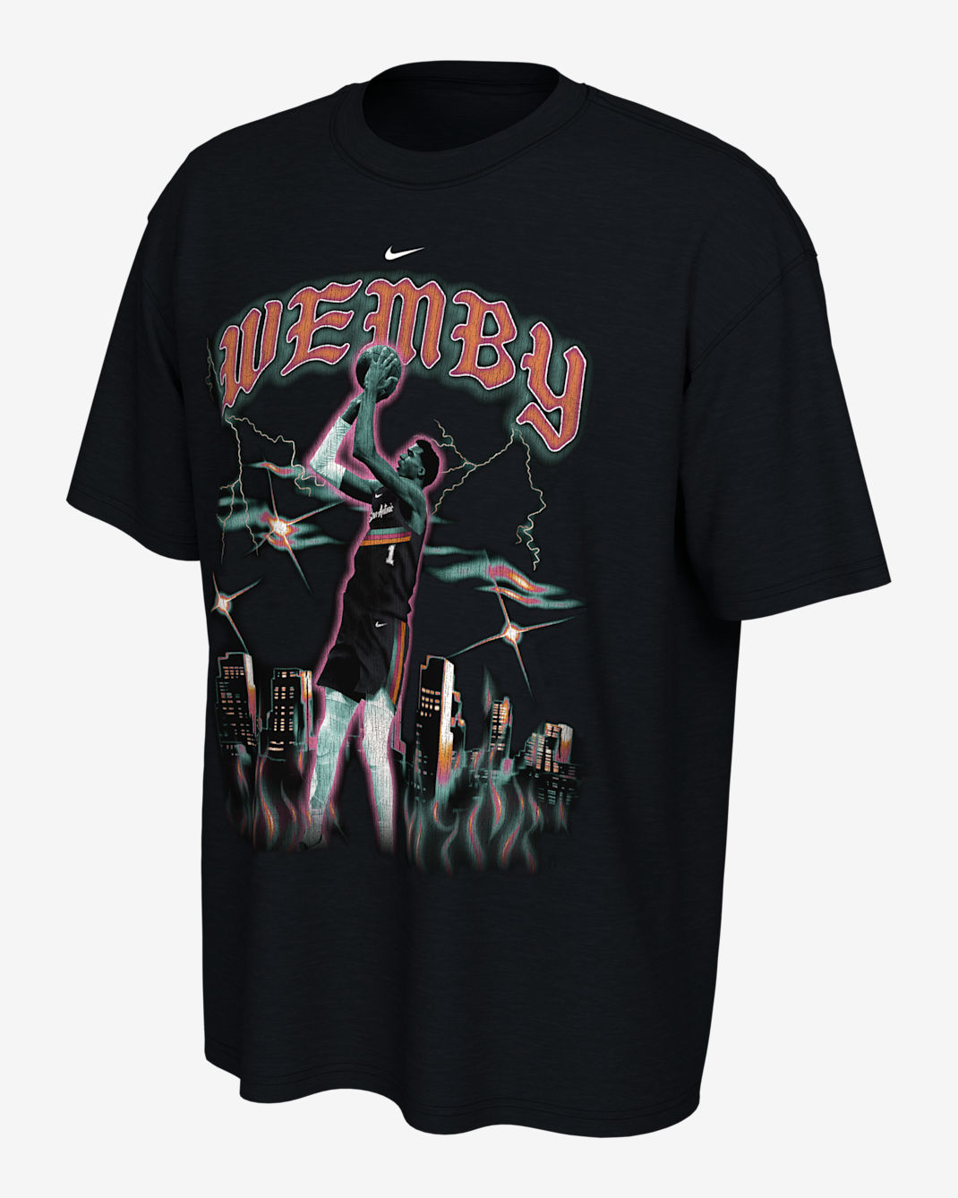 Playera Nike de la NBA Victor Wembanyama San Antonio Spurs City Edition - Negro