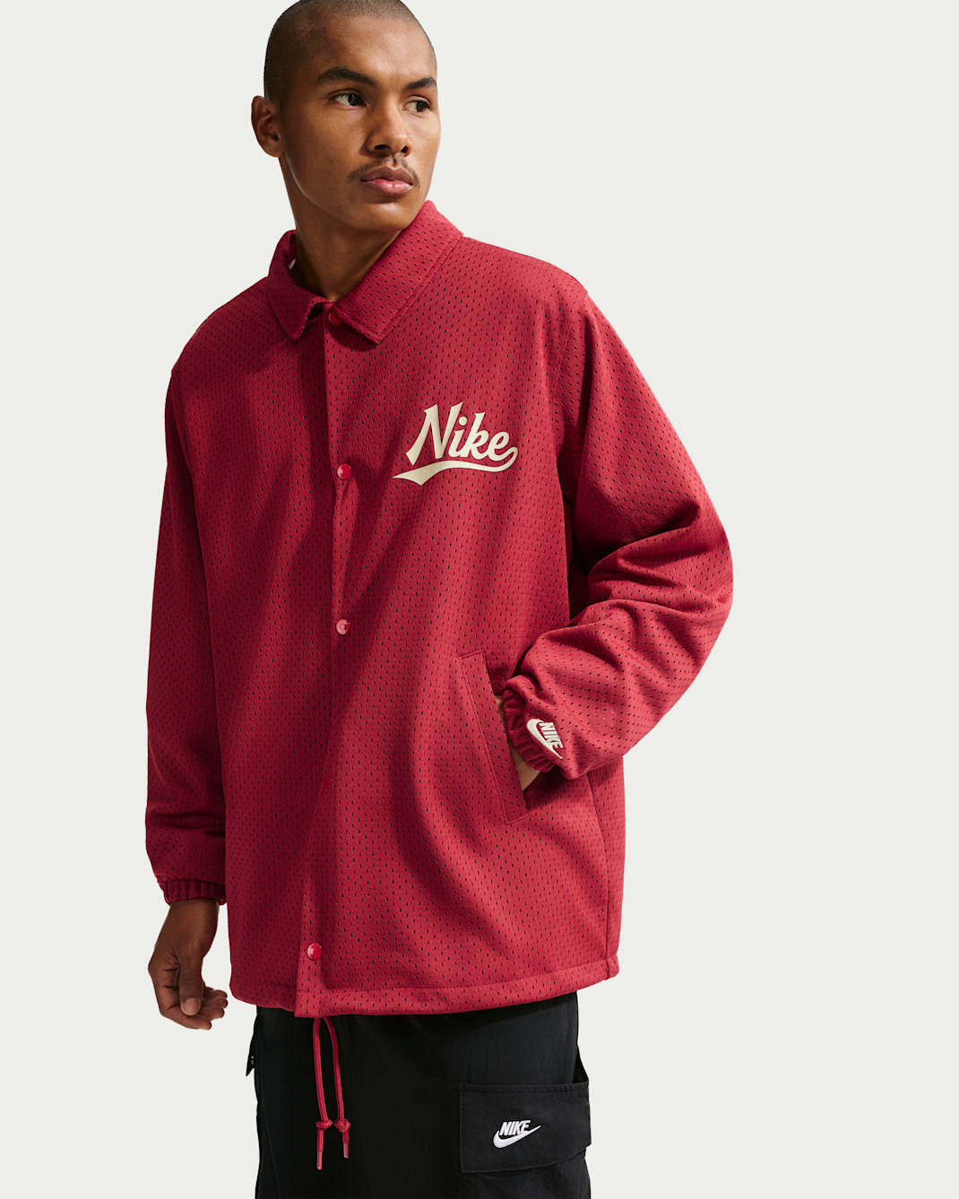 Nike Sportswear Club Men's Coaches Jacket - Team Crimson/Light Khaki