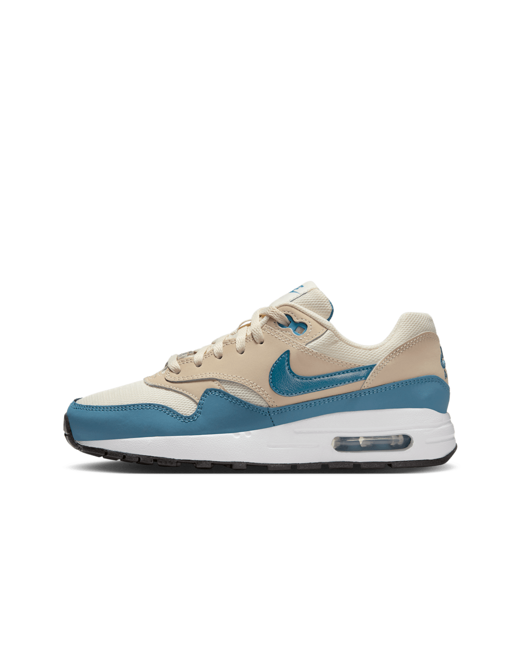 Tenis para niños grandes Air Max 1 - Perla suave/Azul humeante/Negro/Caqui claro