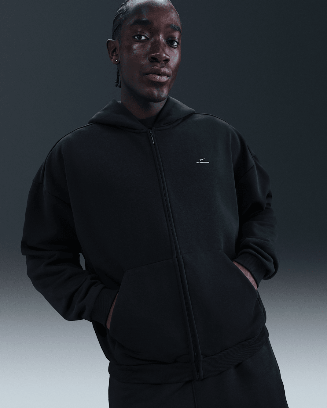Nike Standard Issue Men's Therma-FIT Full-Zip Basketball Hoodie - Black/Pale Ivory