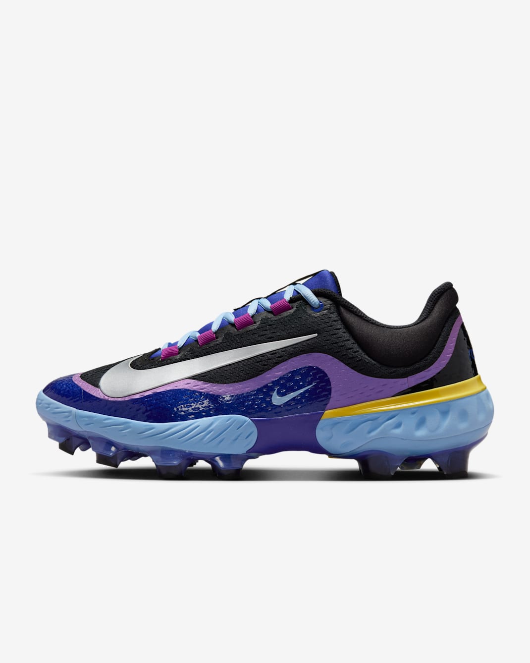 Nike Alpha Huarache Elite 4 Low MCS Baseball Cleats - Deep Night/Black/Psychic Blue/Metallic Silver