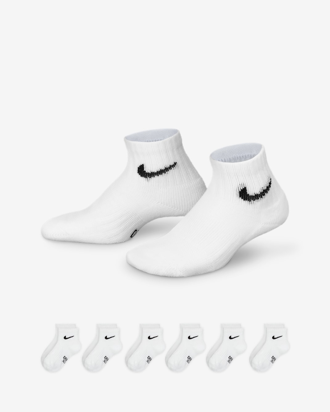Nike Dri-FIT Performance Basics Little Kids' Ankle Socks (6 Pairs) - White