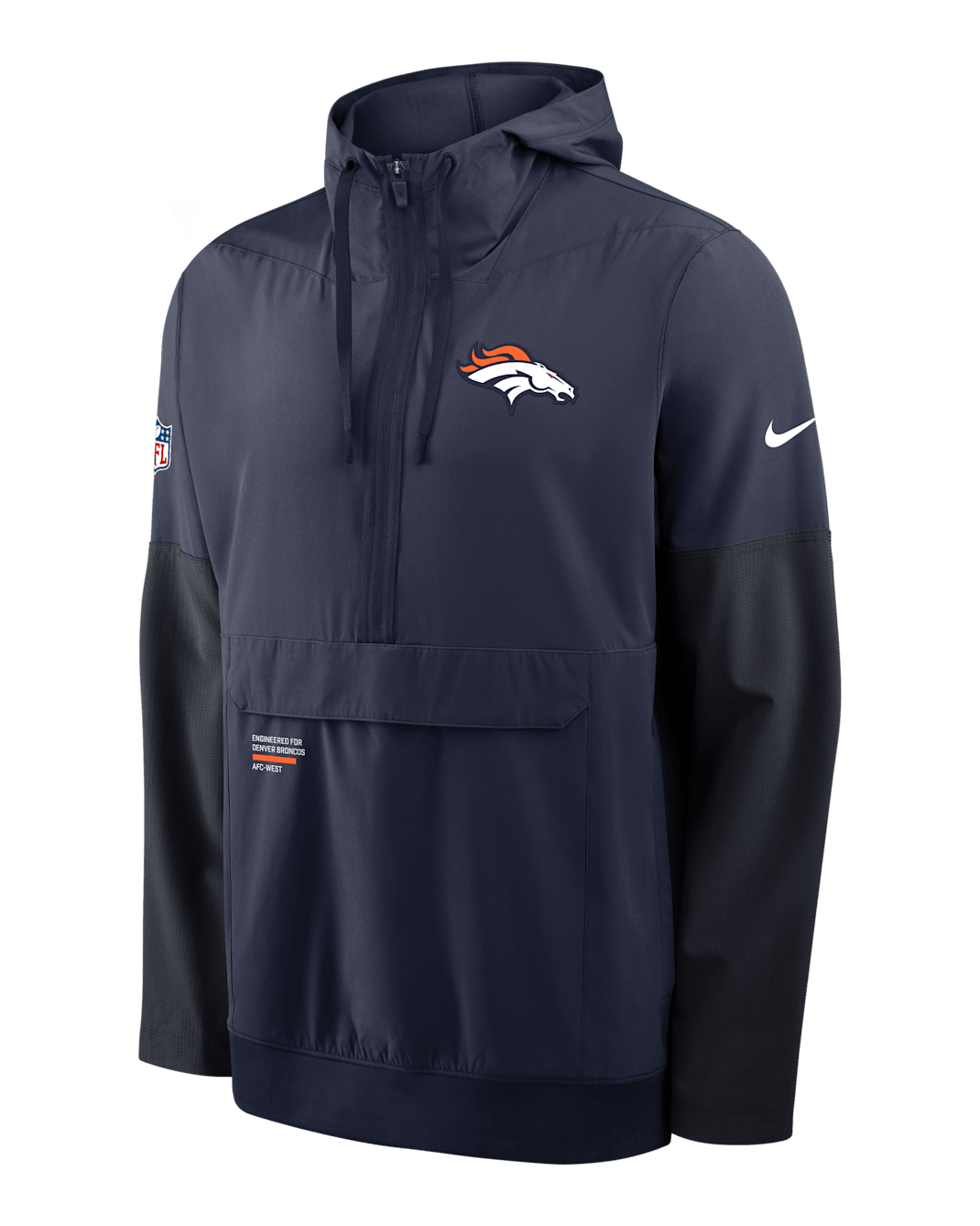 Denver Broncos Well Rounded Anorak Men's Nike NFL 1/2-Zip Hooded Jacket - Navy