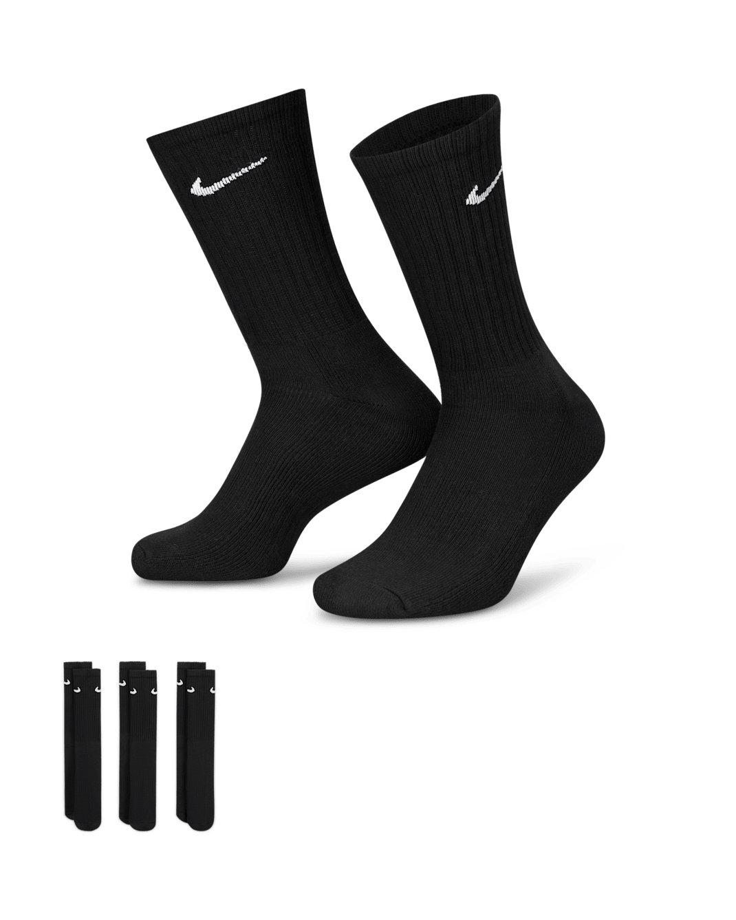 Nike Cushioned Training Crew Socks (3 Pairs) - Black/White
