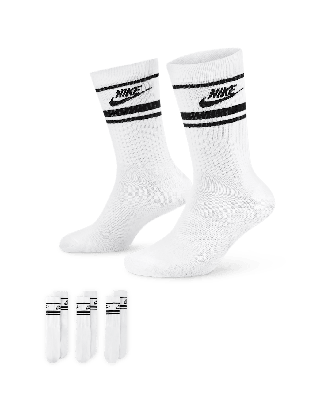 ถุงเท้าข้อยาว Nike Sportswear Dri-FIT Everyday Essential (3 คู่) - ขาว/ดำ/ดำ