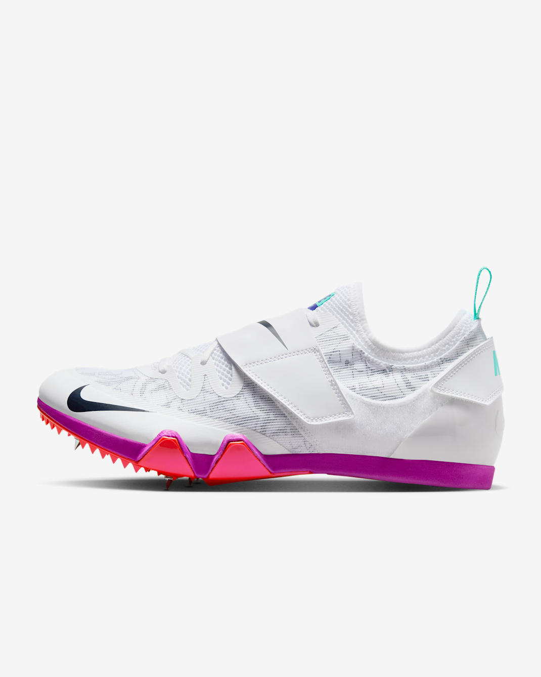 Spikes para salto y atletismo Nike Pole Vault Elite - Blanco/Tinte azul verdoso/Rosa pasión/Obsidiana