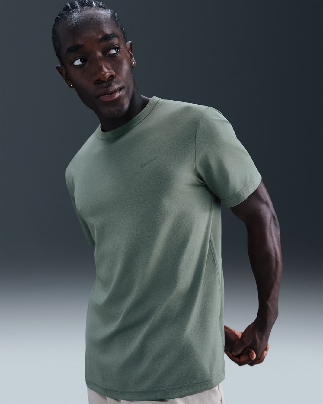 Nike Hyverse Men's Dri-FIT UV Short-sleeve Versatile Top - Clay Green/Clay Green