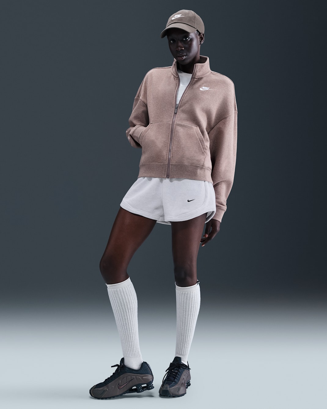 Nike Sportswear Chill Waffle Women's Mid-Rise 8cm (approx.) Shorts - Birch Heather/Black