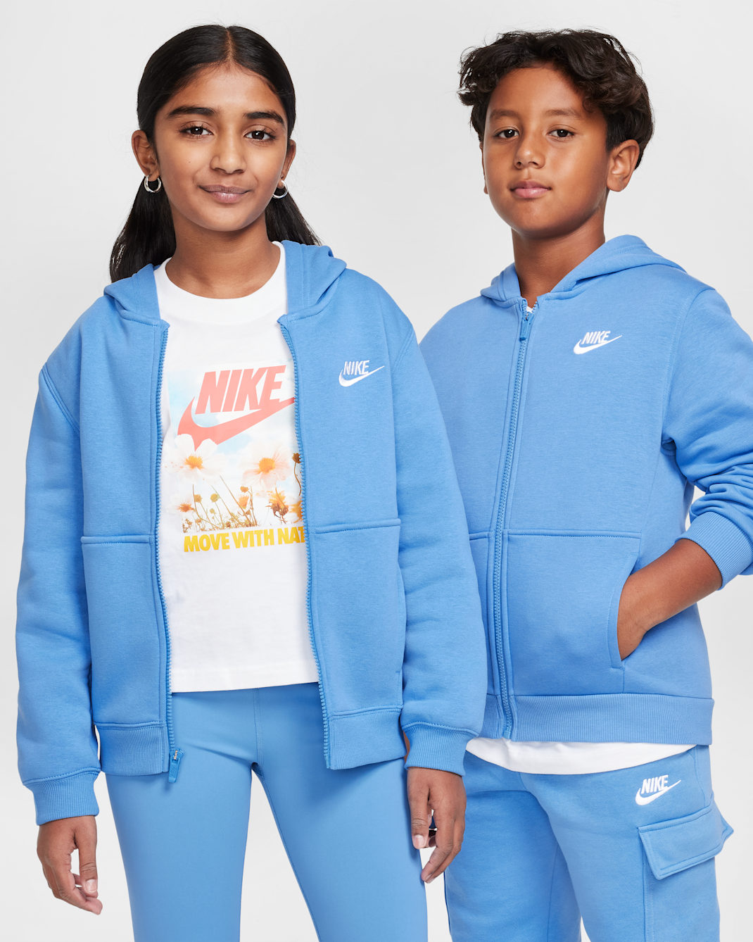 Nike Sportswear Club Fleece Big Kids' Full-Zip Hoodie - Blue Beyond/White