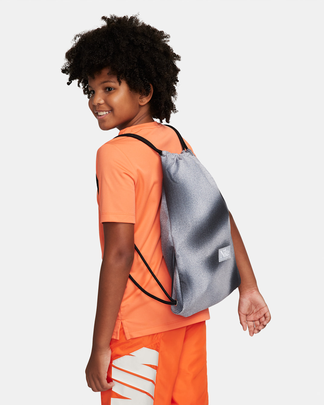 Nike Kids' Drawstring Bag (12L) - Black/Black/Light Smoke Grey