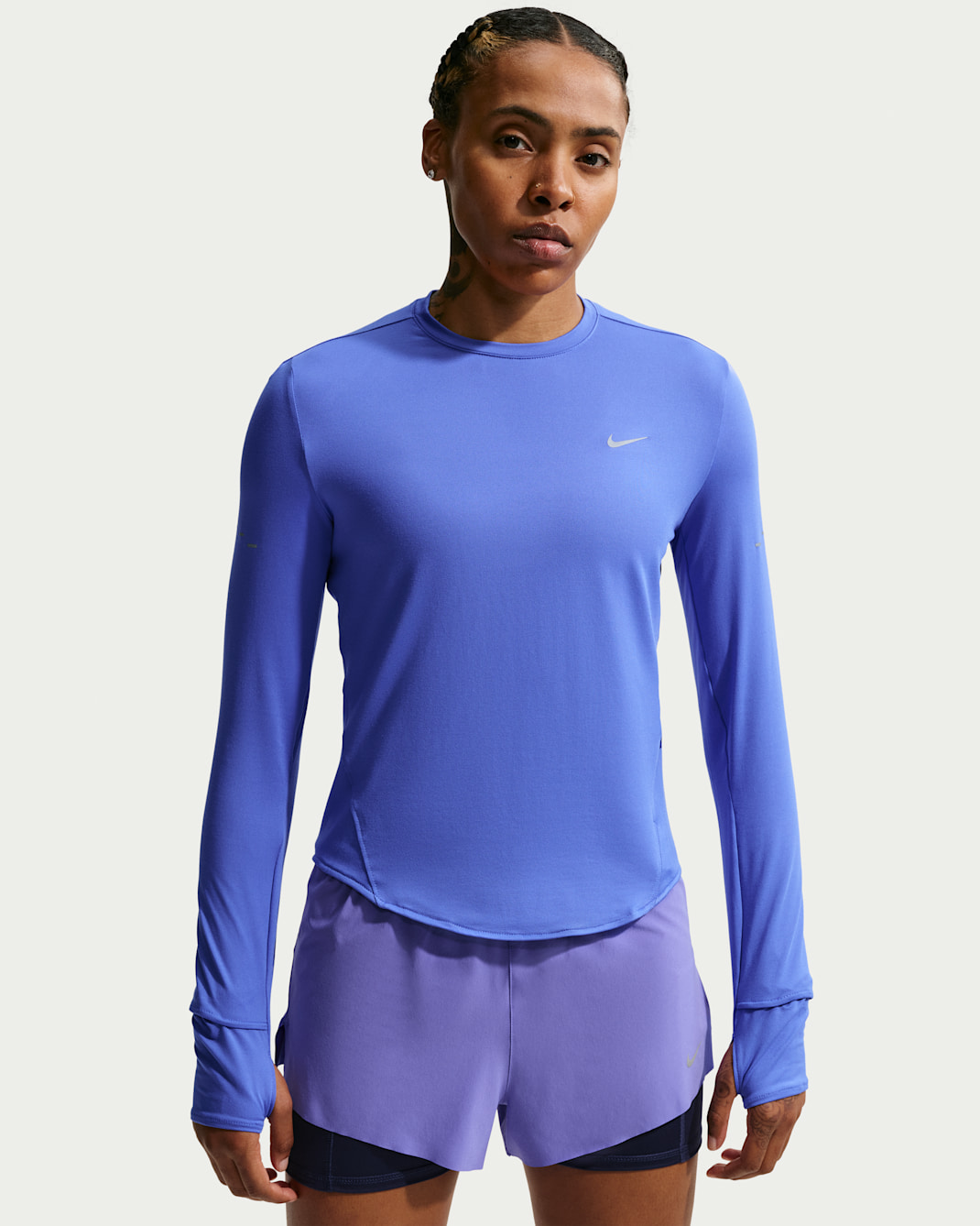Haut de running à manches longues et col ras-du-cou Dri-FIT anti-UV Nike Swift pour femme - Sapphire