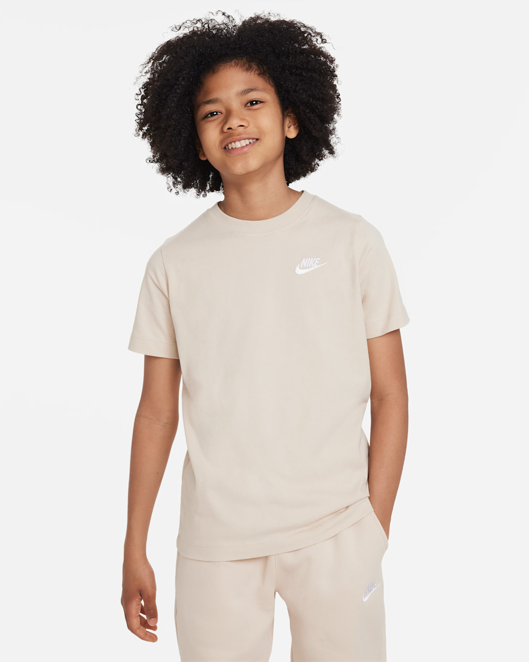 Nike Sportswear Older Kids' T-Shirt - Sand Drift/White