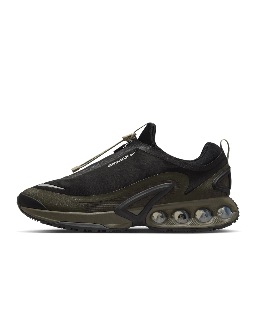 Nike Air Max Dn Roam 男鞋 - 黑色/Cargo Khaki/Stone/Metallic Silver