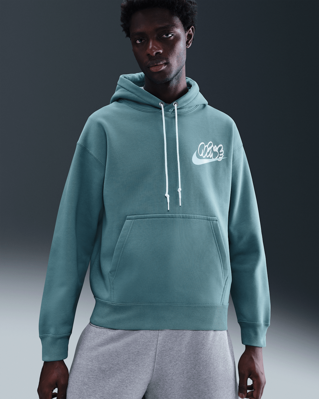 Nike Solo Swoosh Fleece Erkek Kapüşonlu Üst - Smokey Blue