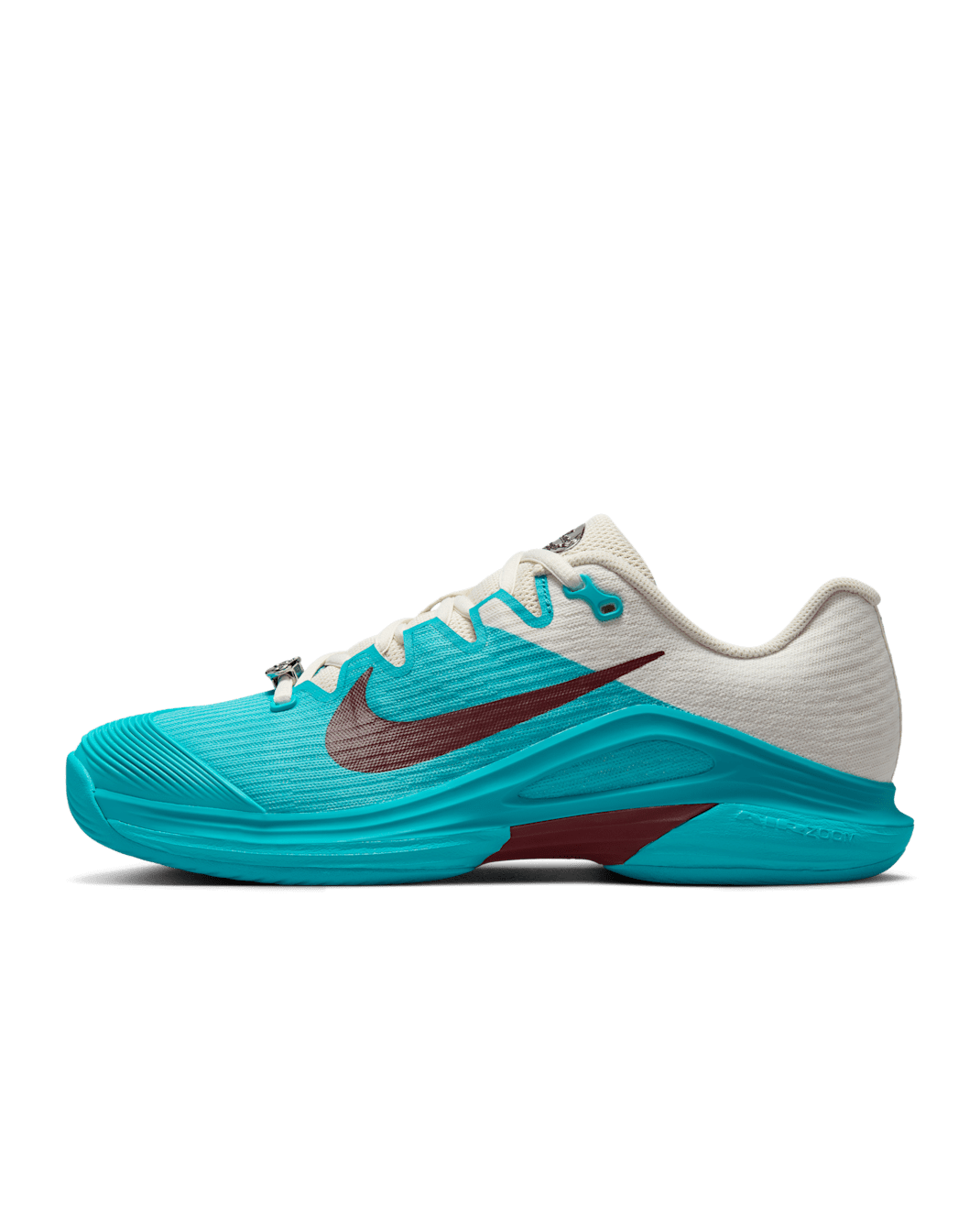 Nike Vapor 12 Premium Women's Hard Court Tennis Shoes - Dusty Cactus/Pale Ivory/Metallic Silver/Dark Team Red