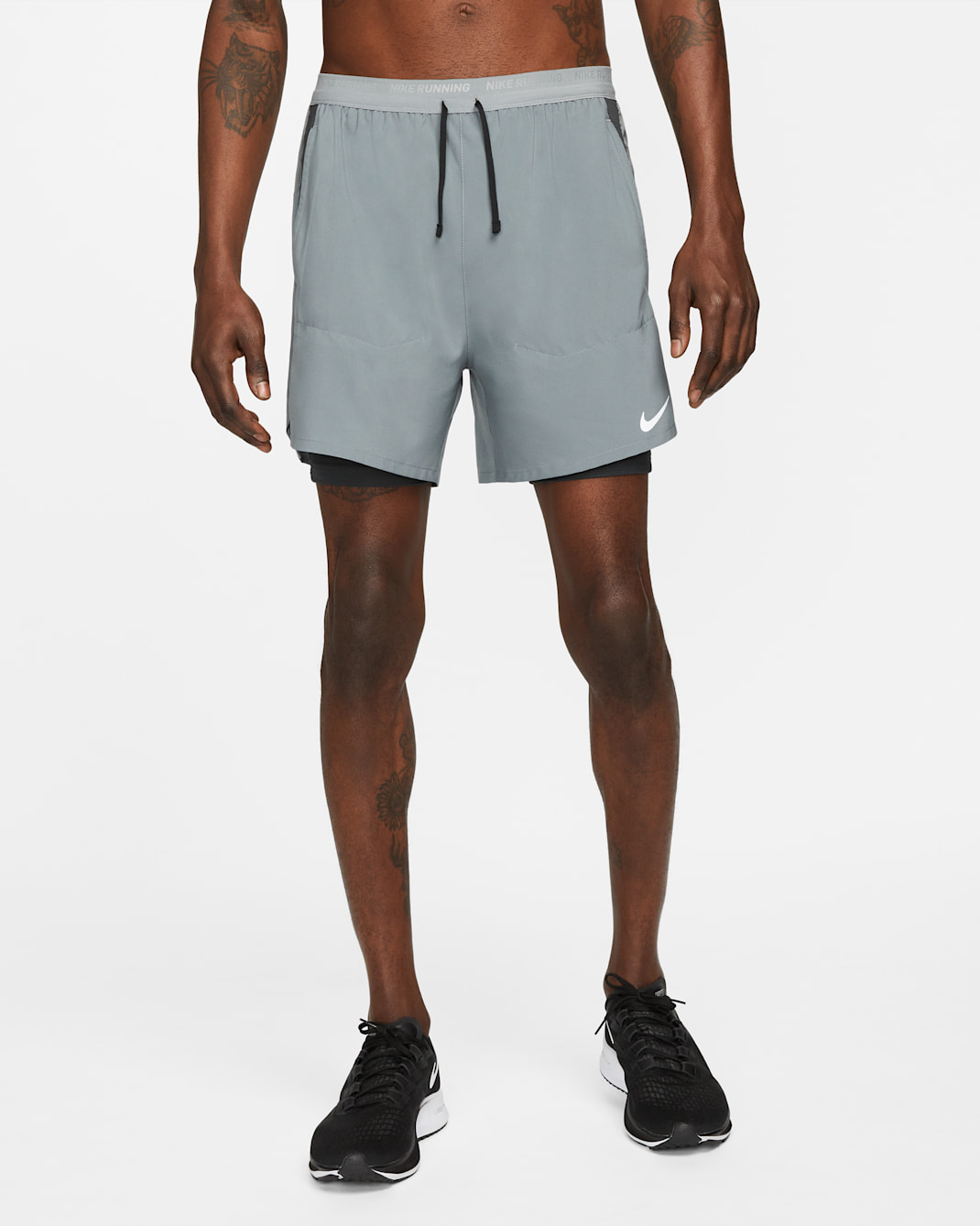 Nike Stride Men's Dri-FIT 13cm (approx.)Hybrid Running Shorts - Smoke Grey/Dark Smoke Grey/Black