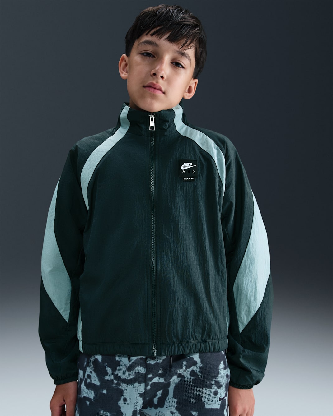 Nike Air vevd treningsjakke til store barn - Seaweed/Cannon/Svart