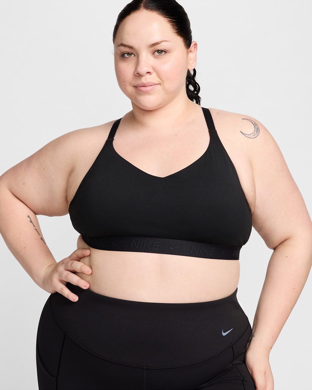 Nike Indy Light-Support Women's Padded Adjustable Sports Bra (Plus Size) - Black/Black/Black