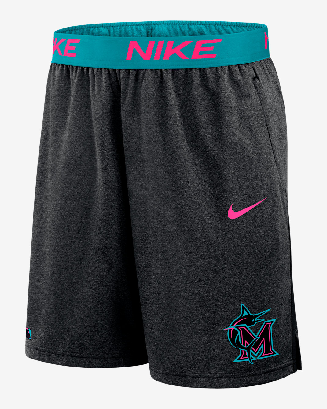 Shorts Nike Dri-FIT de la MLB para hombre Miami Marlins Authentic Collection City Connect - Negro