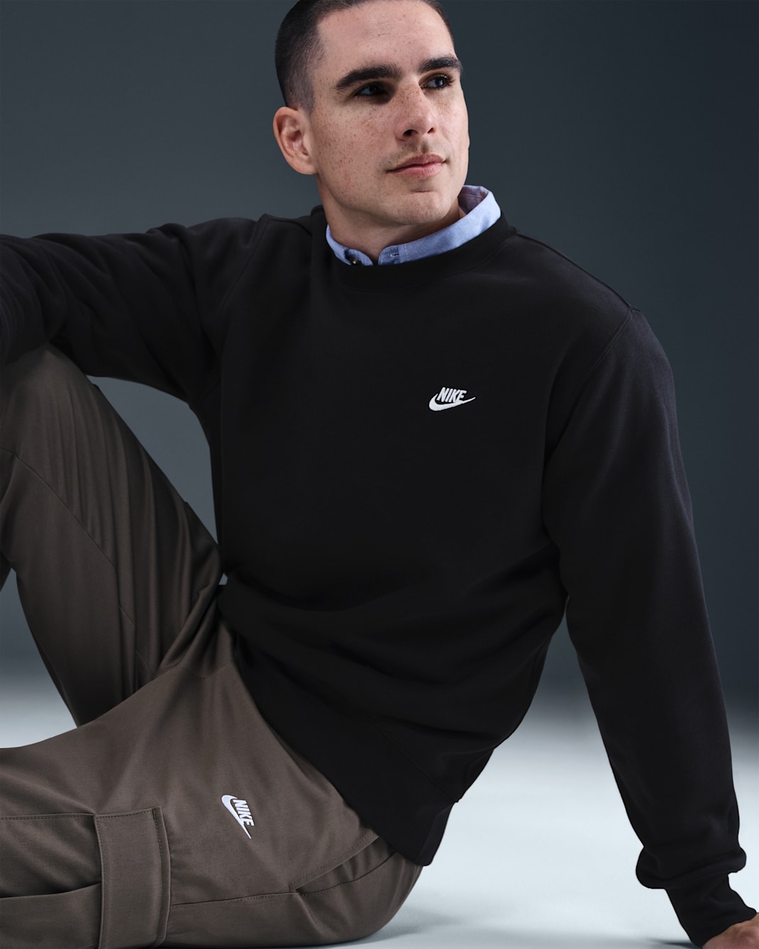 Haut en Fleece Nike Club pour homme - Noir/Blanc