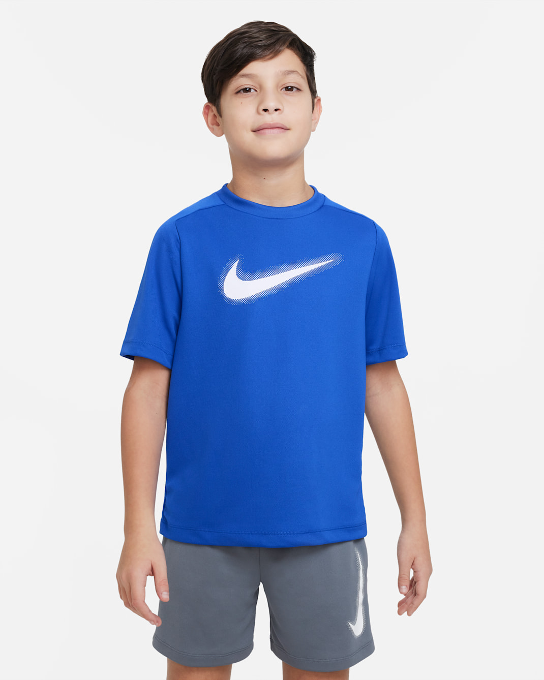 Playera de entrenamiento con gráfico Dri-FIT para niño talla grande Nike Multi - Royal juego/Blanco