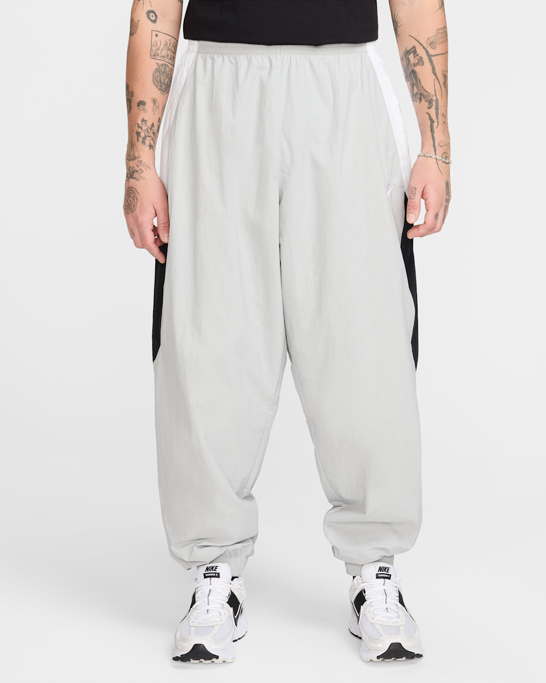 Nike Club Men's Oversized Woven Tracksuit Bottoms - Light Smoke Grey/White/Black/White