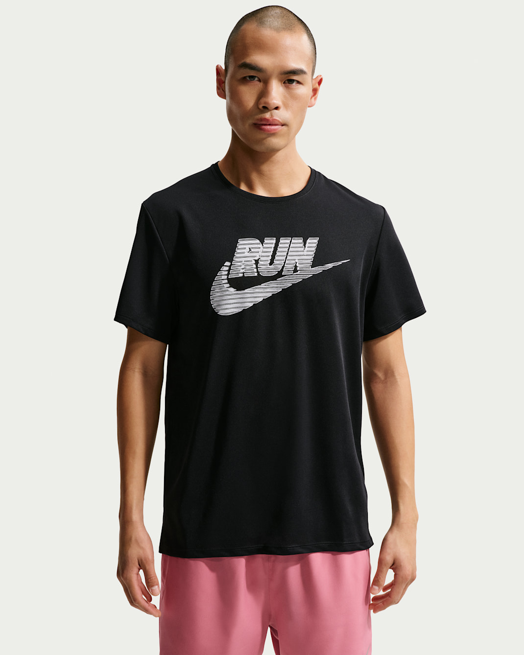 Nike Miler Men's Dri-FIT UV Protection Short-Sleeve Running Top - Black/White