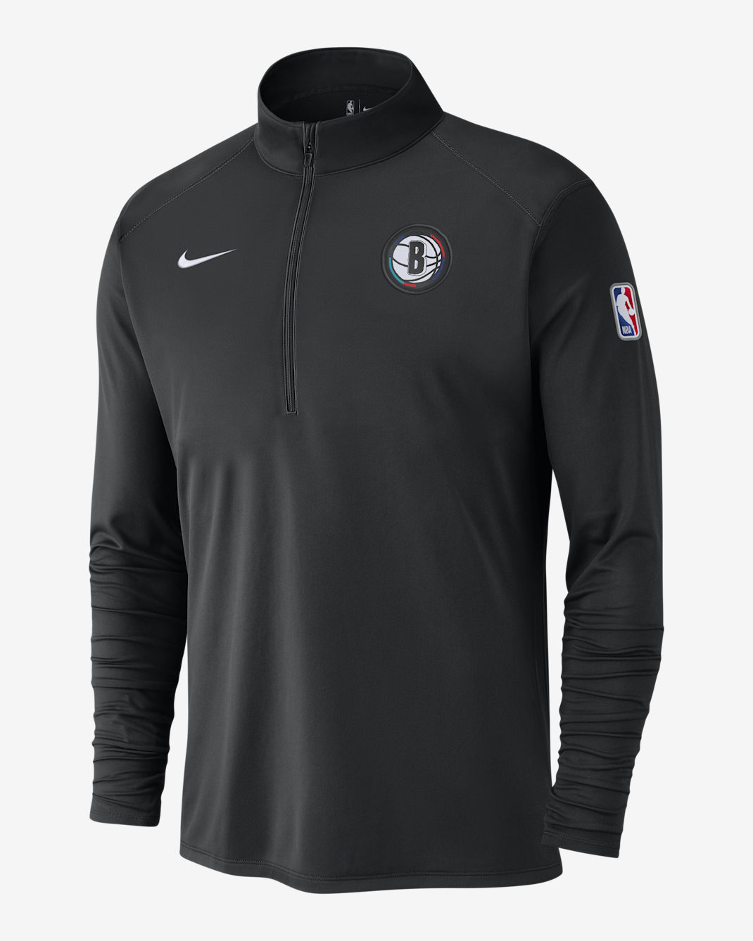 Playera de manga larga Nike Dri-FIT de la NBA de 1/2 cierre para hombre Brooklyn Nets City Edition - Negro/Negro/Blanco