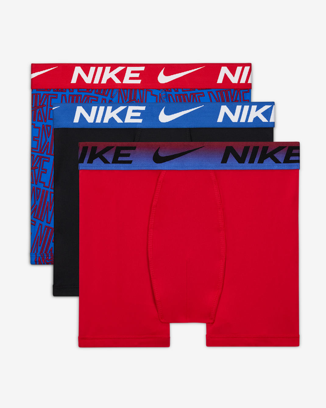 Nike Dri-FIT Essentials Big Kids' Printed Boxer Briefs (3-Pack) - University Red