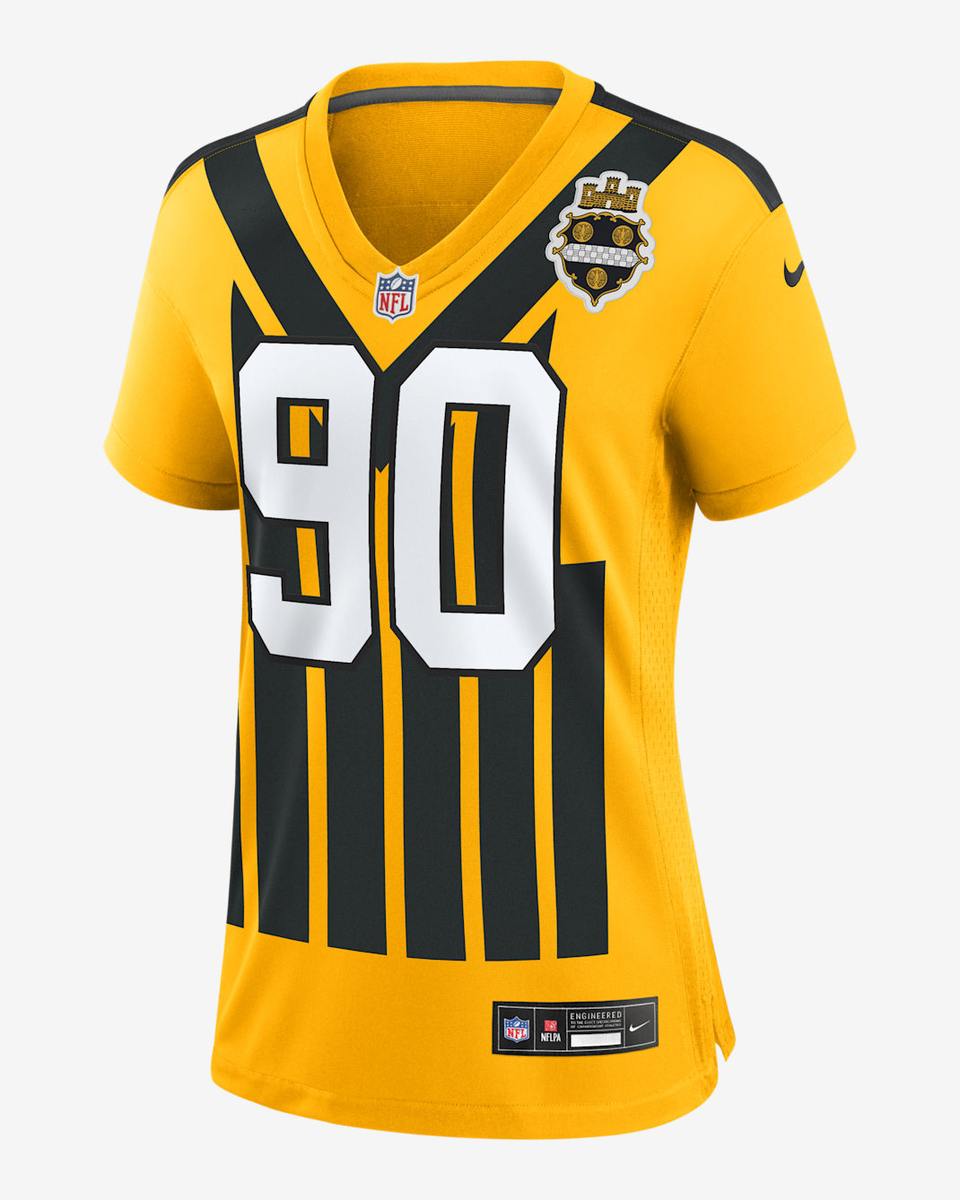 Jersey Nike de la NFL Game para mujer de T.J. Watt de los Pittsburgh Steelers - Oro universitario