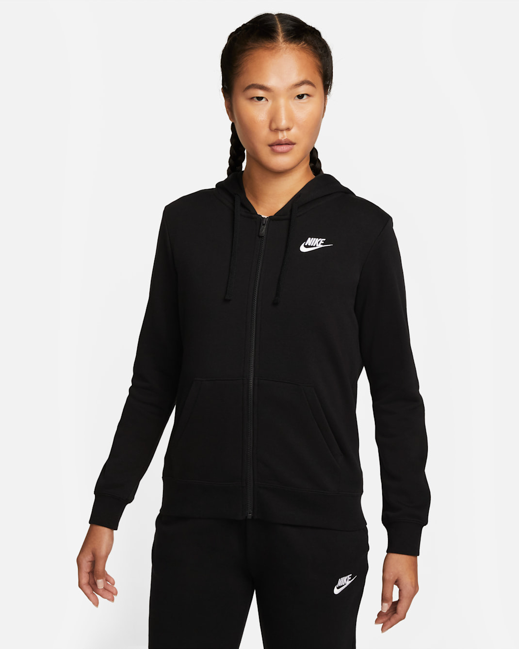 Nike Sportswear Club Fleece Women's Full-Zip Hoodie - Black/White