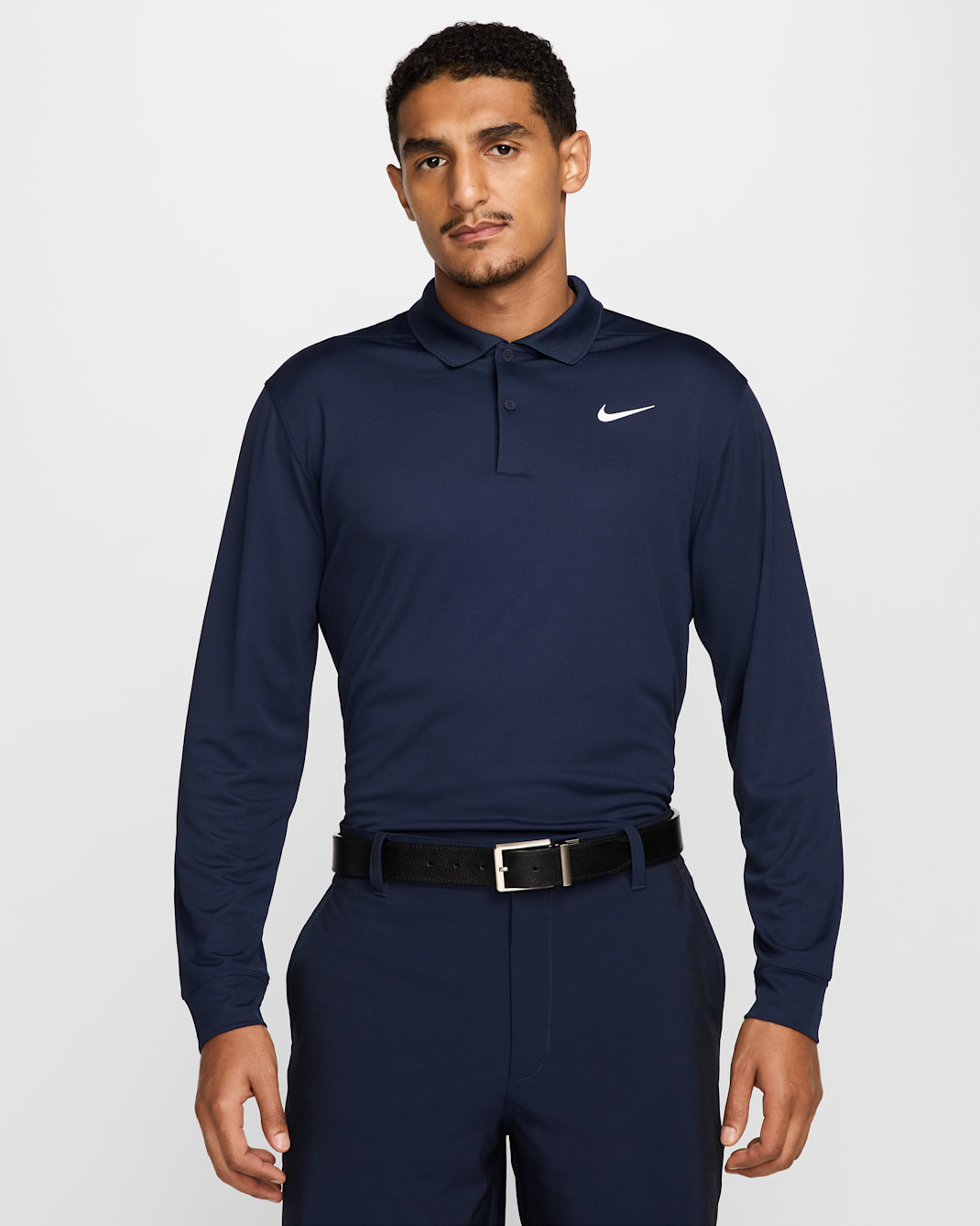 Nike Dri-FIT Victory Men's Long-Sleeve Golf Polo - Obsidian/White