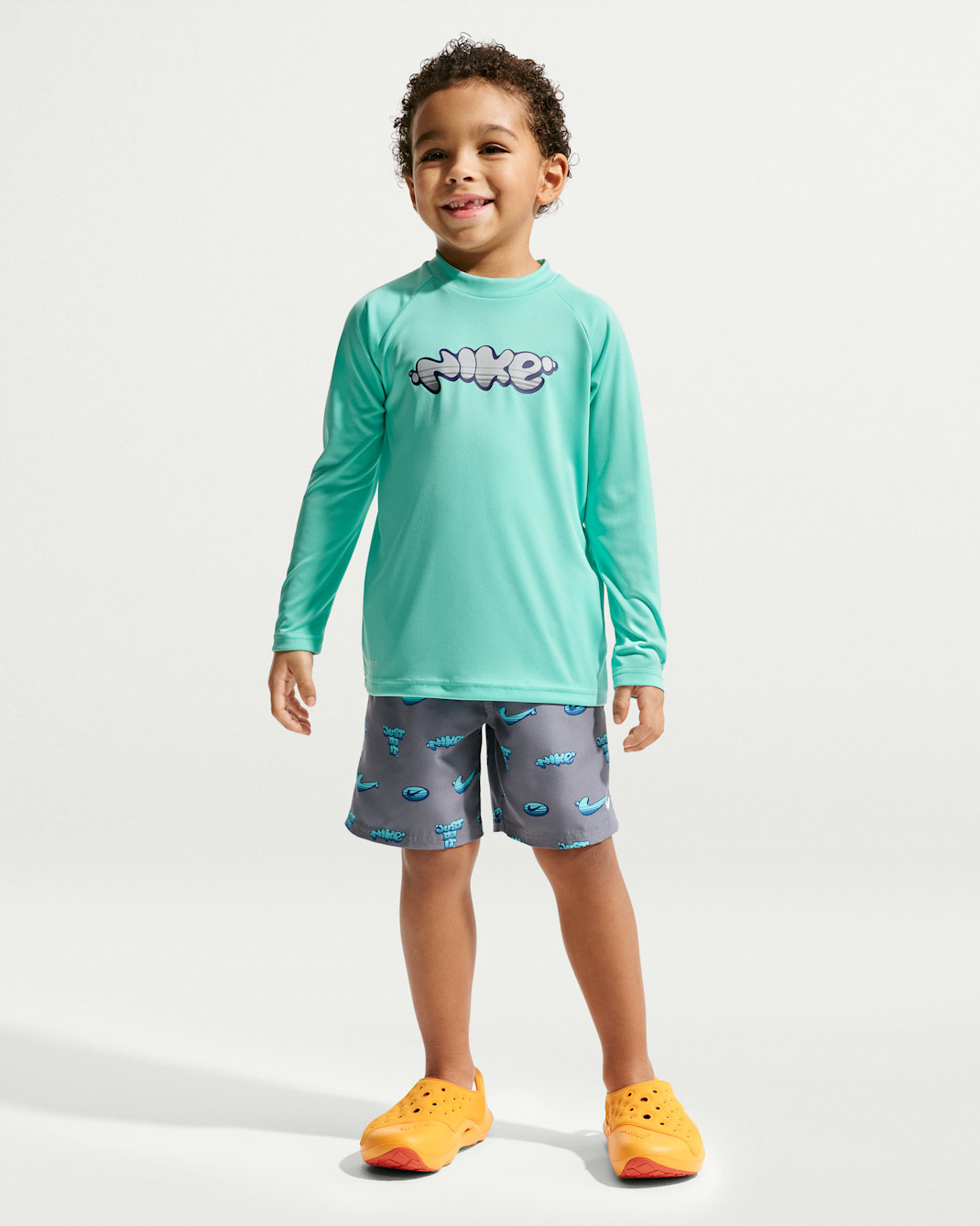 Nike Swim Little Kids' (Boys') Long Sleeve Top & Short Set - Bleached Turquoise
